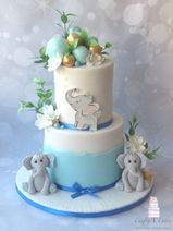 Elephant baby shower 2 tier cake